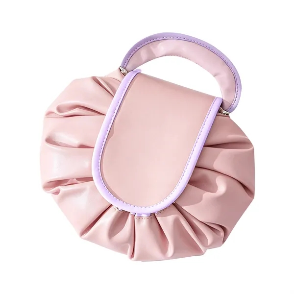 Travel Lay Flat Drawstring Makeup Bag W/ Handle
