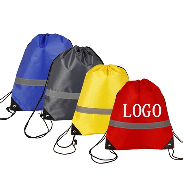 Neon Reflective Strip Drawstring Bag Plum Grove