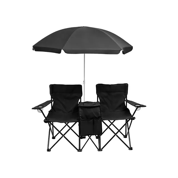 Outdoor Folding Double Camping Chairs W/ Umbrella