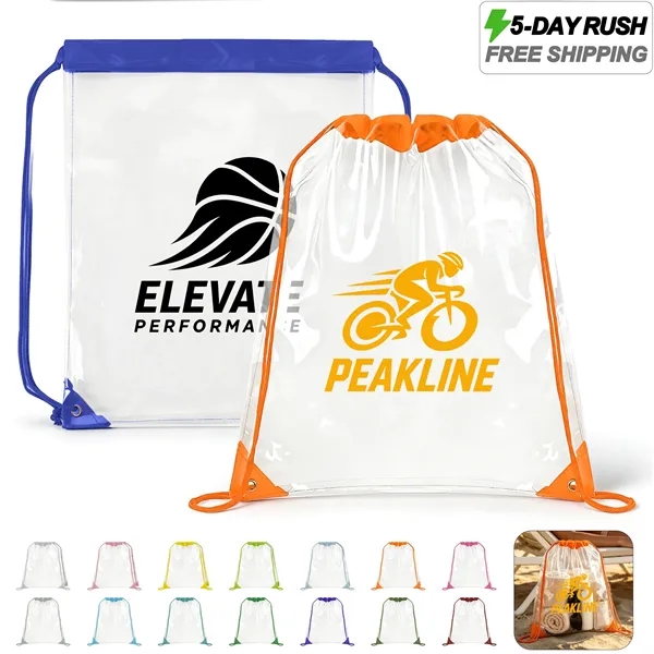 5 Day Rush Large Clear Stadium Drawstring Backpack