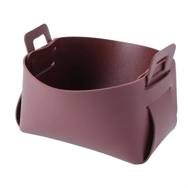 Foldable Leather Storage Basket Small Desktop Organizer