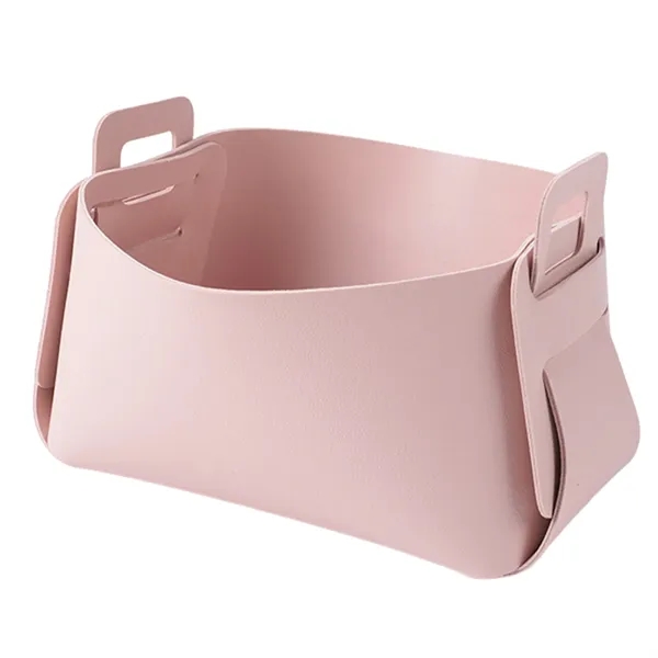 Foldable Leather Storage Basket Small Desktop Organizer