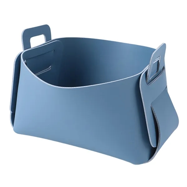 Foldable Leather Storage Basket Small Desktop Organizer