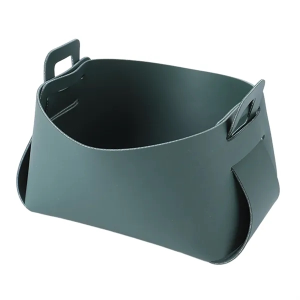 Foldable Leather Storage Basket Small Desktop Organizer