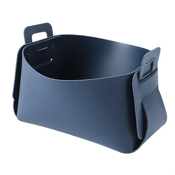 Foldable Leather Storage Basket Small Desktop Organizer