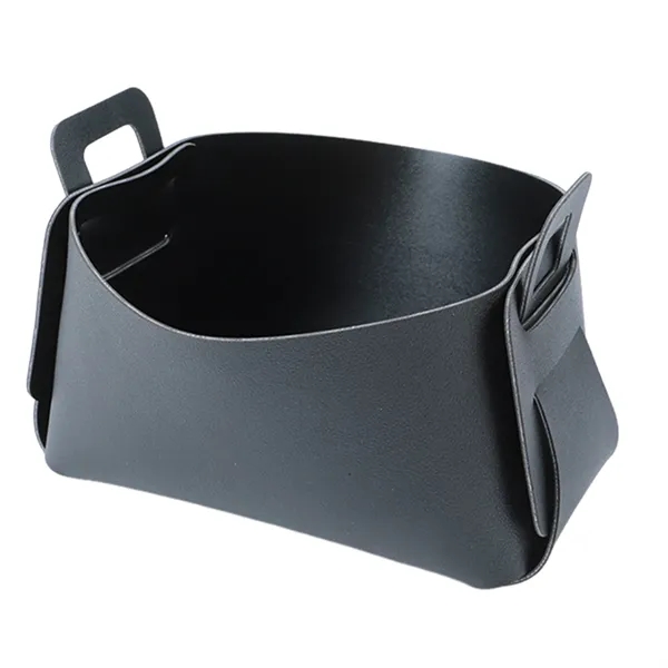 Foldable Leather Storage Basket Small Desktop Organizer