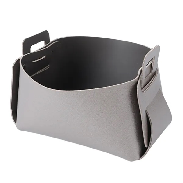 Foldable Leather Storage Basket Small Desktop Organizer