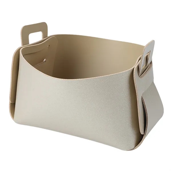 Foldable Leather Storage Basket Small Desktop Organizer