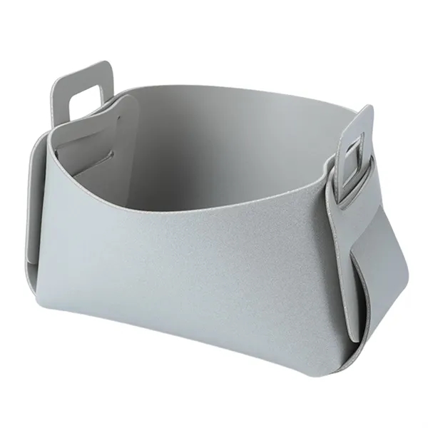 Foldable Leather Storage Basket Small Desktop Organizer