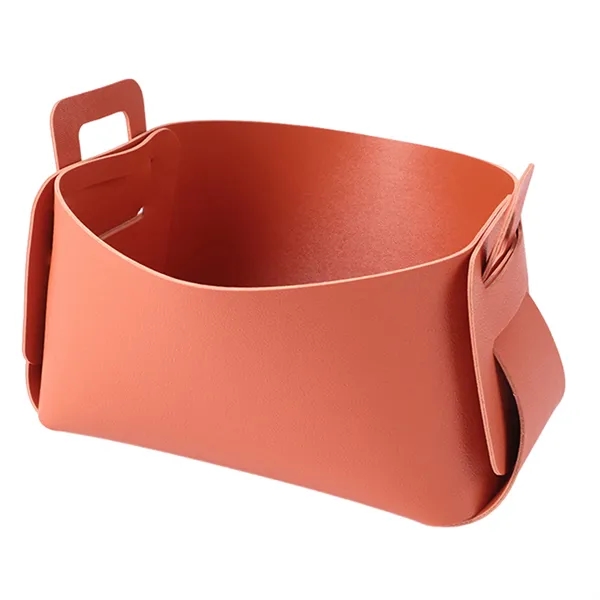Foldable Leather Storage Basket Small Desktop Organizer