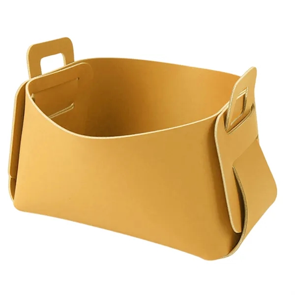 Foldable Leather Storage Basket Small Desktop Organizer