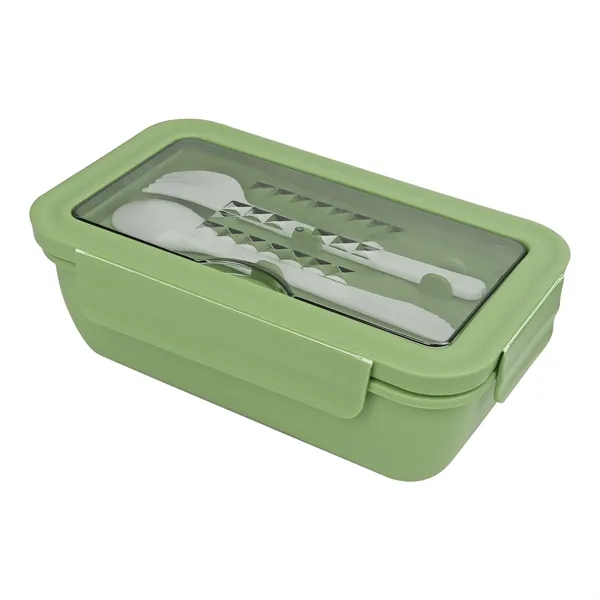 2 Compartments Bento Lunch Box W/ Spoon & Fork