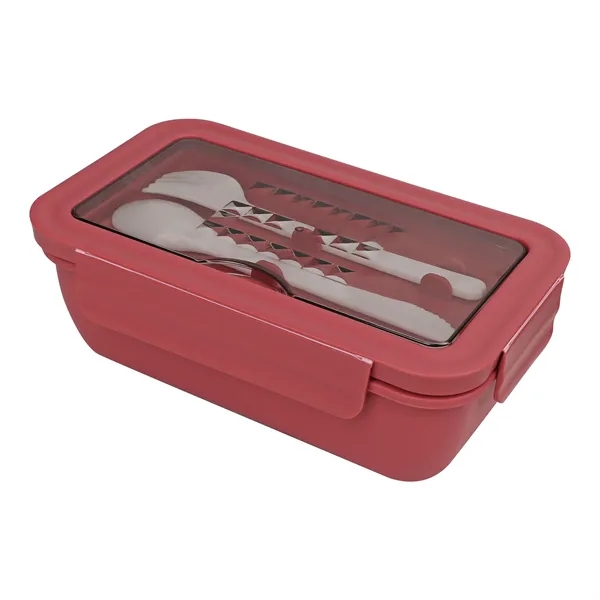 2 Compartments Bento Lunch Box W/ Spoon & Fork
