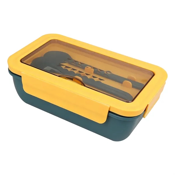 2 Compartments Bento Lunch Box W/ Spoon & Fork