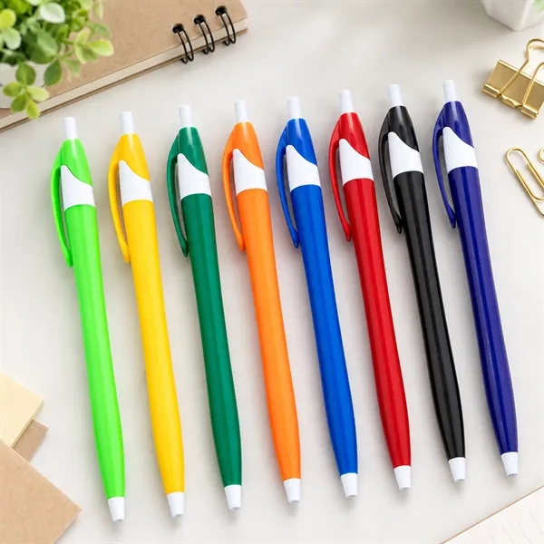 Multi Color 1.0mm Retractable Click Ballpoint Pen W/ Clip