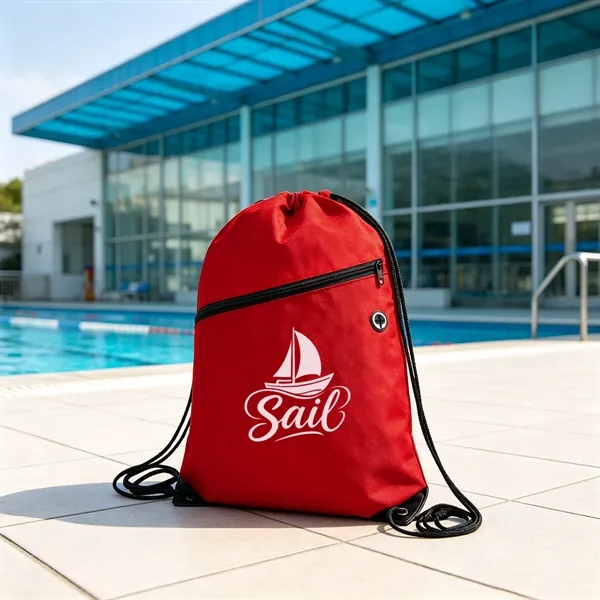 5 Day Rush Oxford Drawstring Backpack W/ Pocket&Ear Bud Port