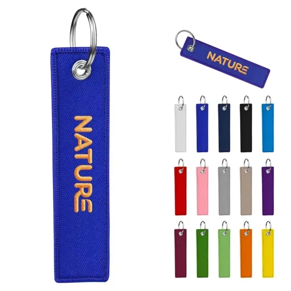 Custom Double Sided Embroidered Keychain Key Tag