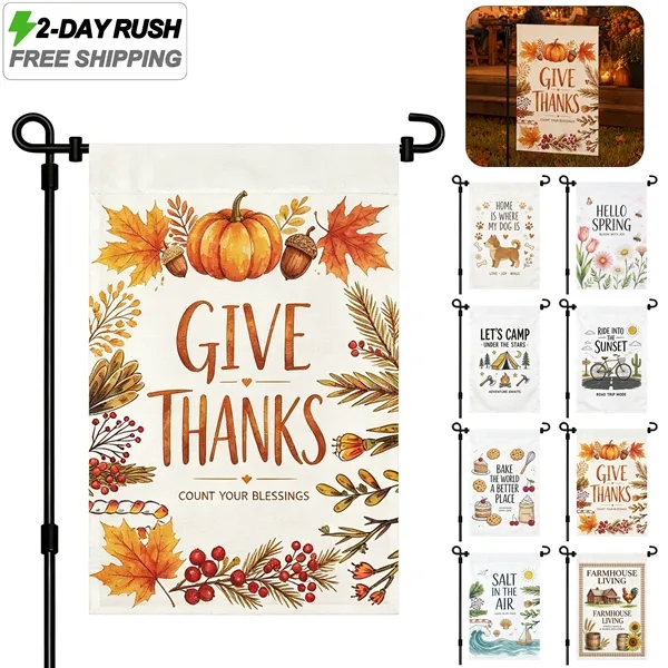 2 Day Rush Full Color Double Side Garden Flag 12"x18"
