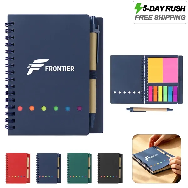 5 Day Rush Mini Kraft Spiral Notebook W/ Sticky Notes&Pen