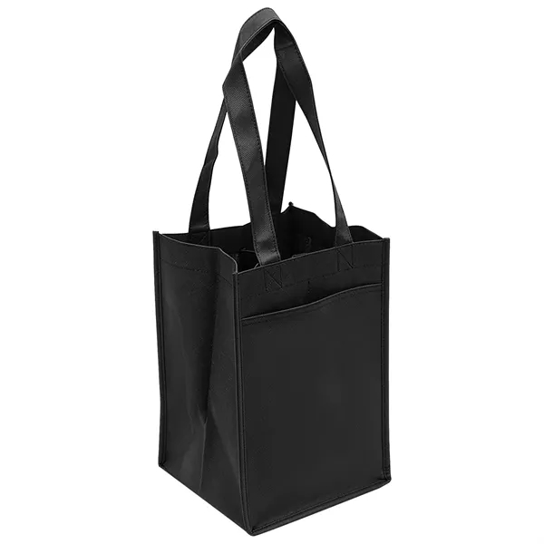Non Woven 4 Bottle Wine Bag W/ Dividers & Pocket