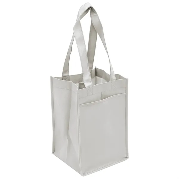 Non Woven 4 Bottle Wine Bag W/ Dividers & Pocket