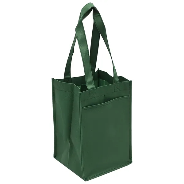 Non Woven 4 Bottle Wine Bag W/ Dividers & Pocket