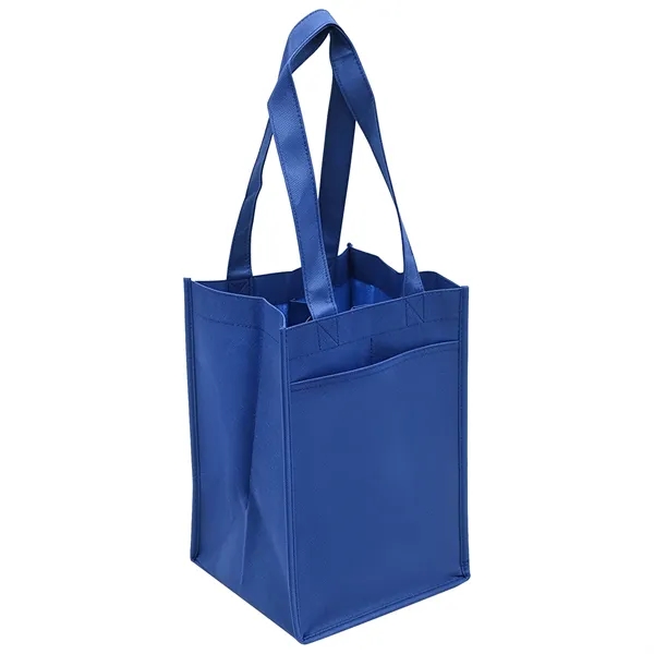 Non Woven 4 Bottle Wine Bag W/ Dividers & Pocket