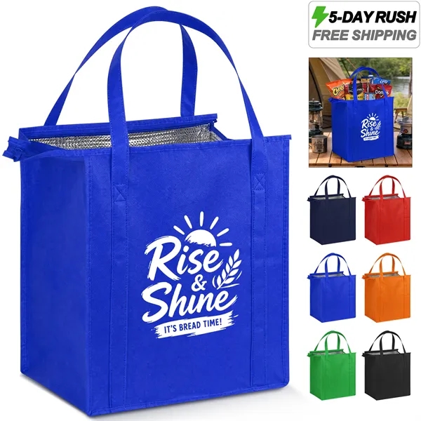 5 Day Rush Non Woven Insulated Cooler Tote Bag W/ Zipper