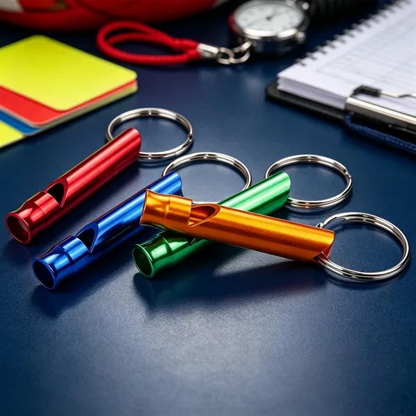 Mini Aluminum Emergency Whistle W/ Keychain