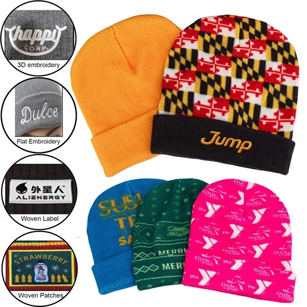 Knitted cuff Full Color Digital Beanie