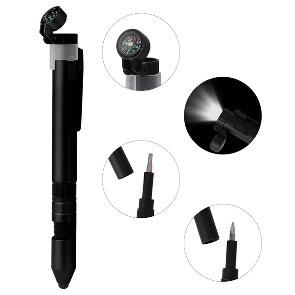 5 Day Rush 7 In 1 Multifunction Tool Pen W/ Stylus&Compass