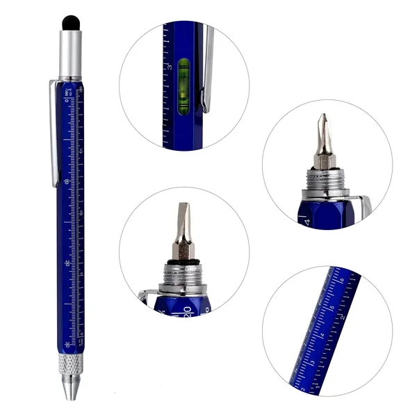 5 Day Rush 6 In 1 Multifunction Tool Pen W/ Stylus & Level