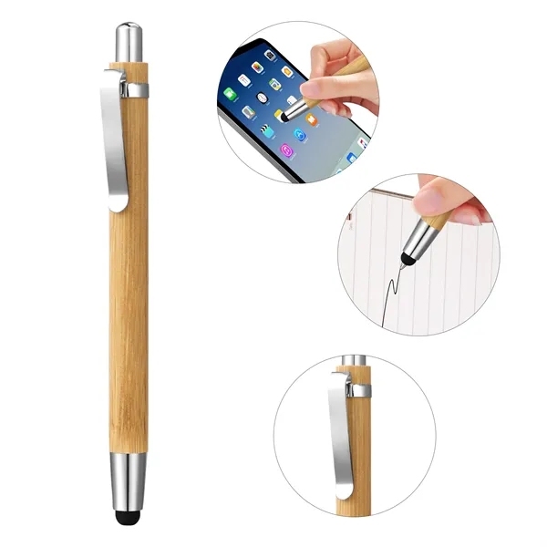 5 Day Rush 2 In 1 Bamboo Retractable Ballpoint Pen W/Stylus