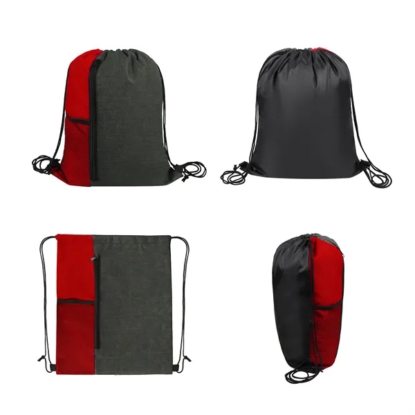 5 Day Rush Sports Drawstring Backpack W/Zipper Pocket