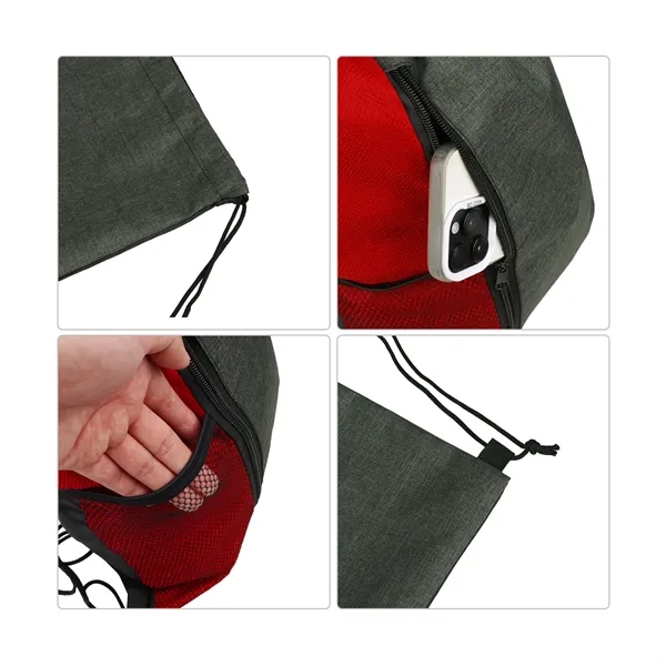 5 Day Rush Sports Drawstring Backpack W/Zipper Pocket