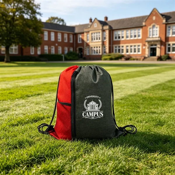 5 Day Rush Sports Drawstring Backpack W/Zipper Pocket