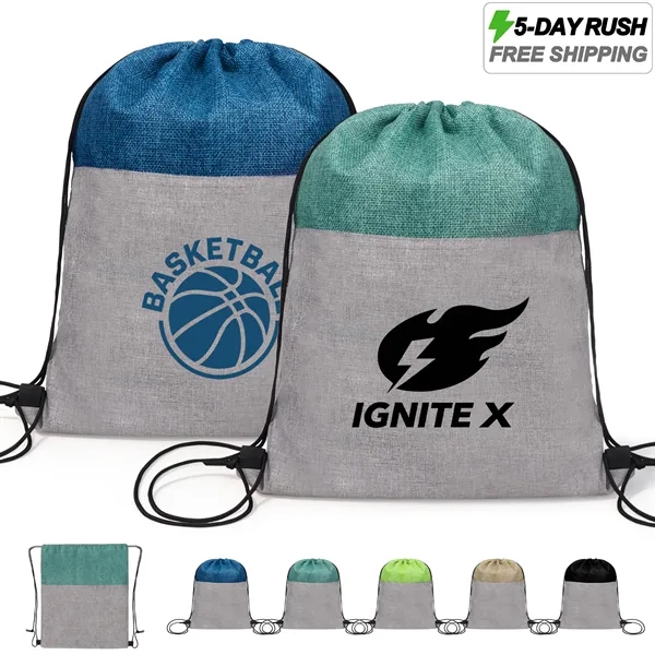 5 Day Rush Two Tone Drawstring Backpack Bag 13"x16.5"