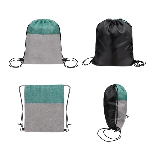 5 Day Rush Two Tone Drawstring Backpack Bag 13"x16.5"