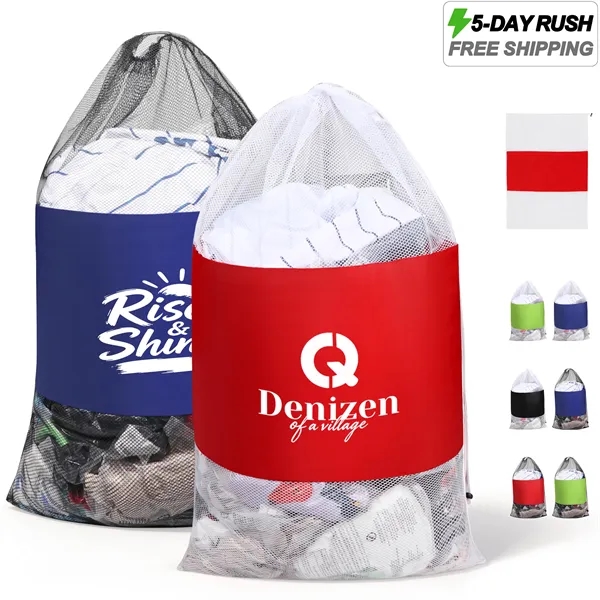 5 Day Rush Large Drawstring Mesh Laundry Bag 25"x36"