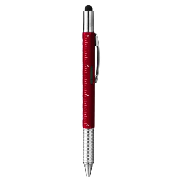 5 Day Rush 6 In 1 Plastic Multi Tool Pen W/Stylus Tip&Ruler