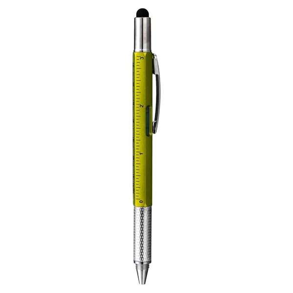 5 Day Rush 6 In 1 Plastic Multi Tool Pen W/Stylus Tip&Ruler