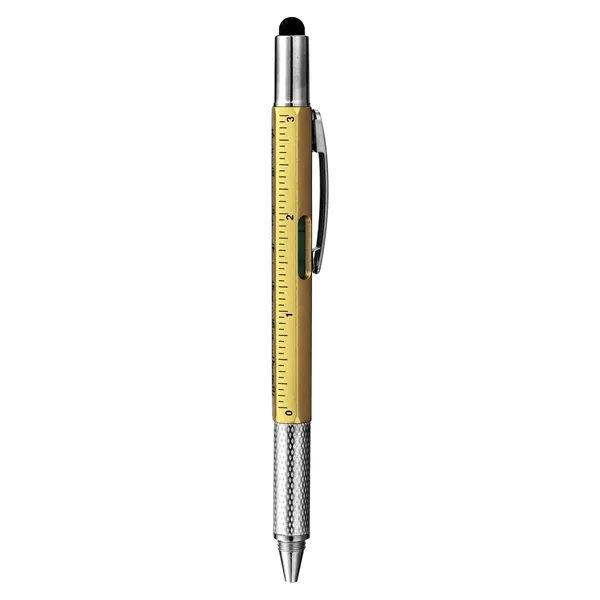 5 Day Rush 6 In 1 Plastic Multi Tool Pen W/Stylus Tip&Ruler