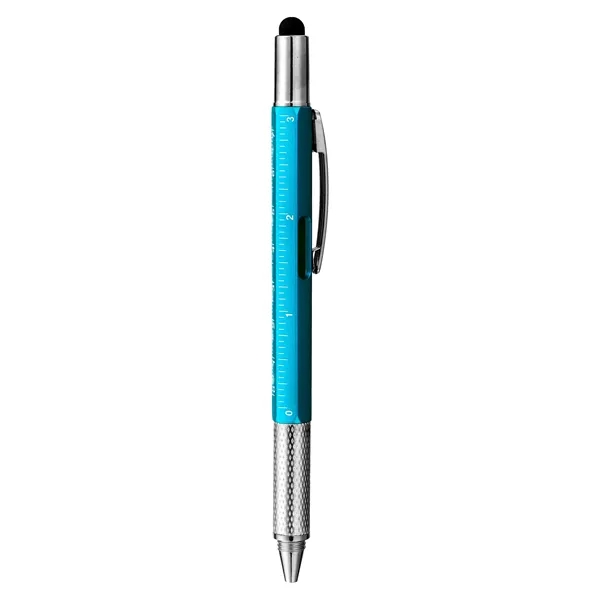 5 Day Rush 6 In 1 Plastic Multi Tool Pen W/Stylus Tip&Ruler