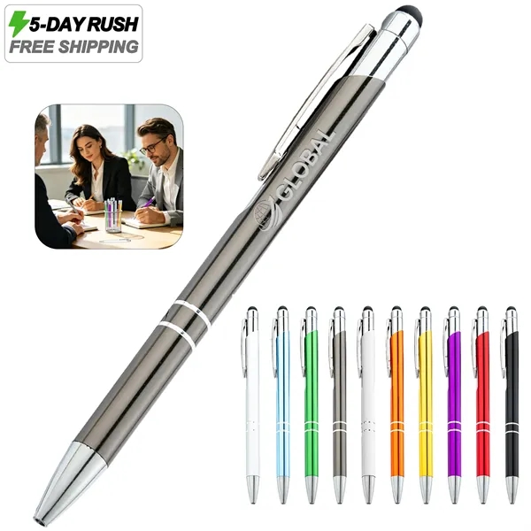 5 Day Rush 2 in 1 Retractable Metal Ballpoint Pen W/ Stylus