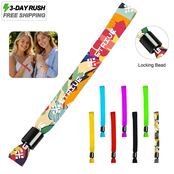 3 Day Rush 0.6" Full Color Event Wristband W/ Locking Bead