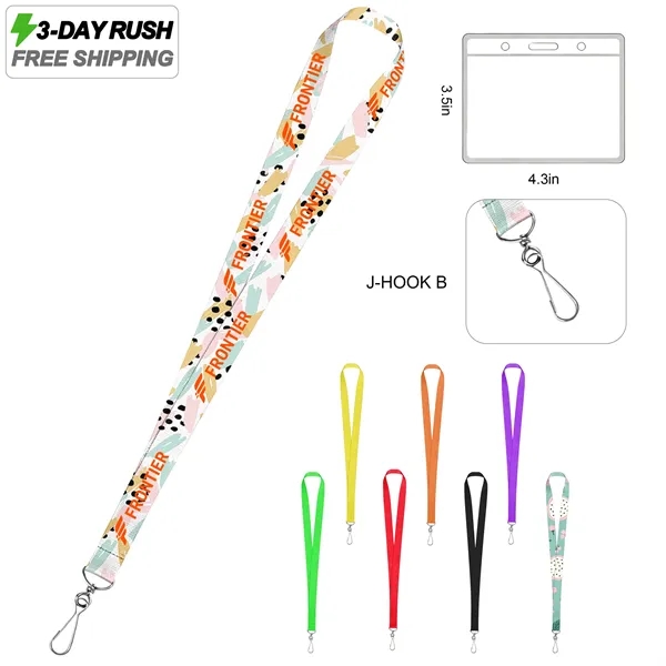 3 Day Rush 3/4" Custom Lanyard W/ Clear PVC Badge Holder