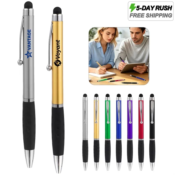 5 Day Rush Soft Touch Retractable Plastic Stylus Pen