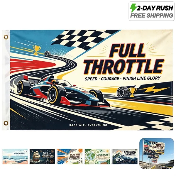 2 Day Rush 5'x8' Large Double Side Full Color Polyester Flag