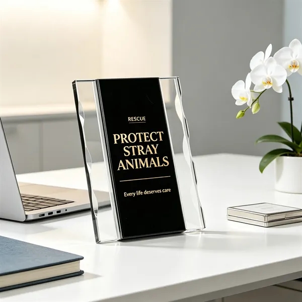 3 Day Rush Two Tone Clear Crystal Trophy Award W/ Stand
