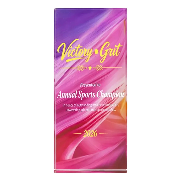 3 Day Rush Custom Crystal Award Trophy W/ Color Back Sticker
